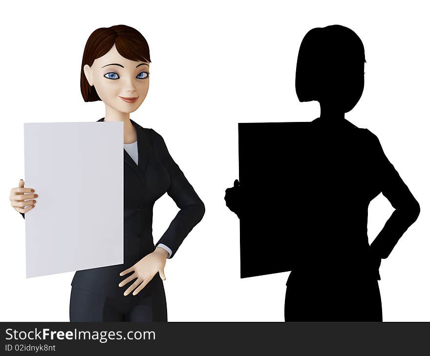 Businesswoman and white panel