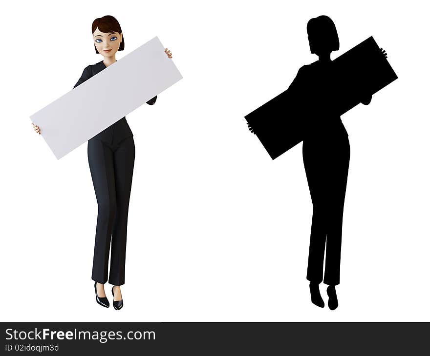 Businesswoman and white panel