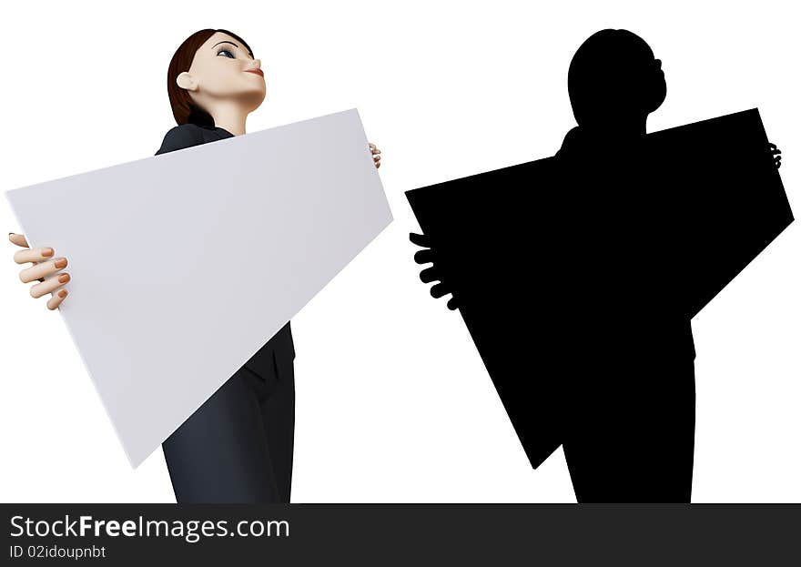 Businesswoman and white panel