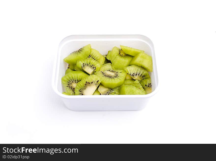 Box of fresh cut kiwi. Box of fresh cut kiwi