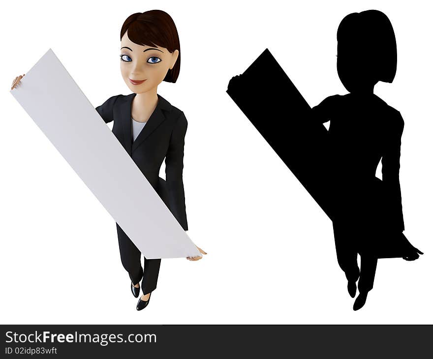 Businesswoman and white panel