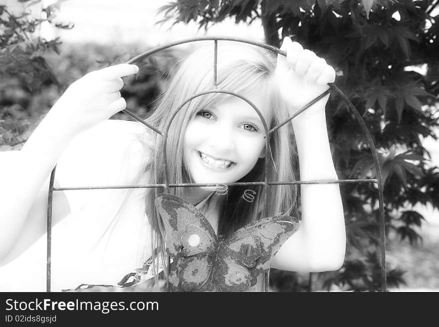 Happy young teen girl smiling