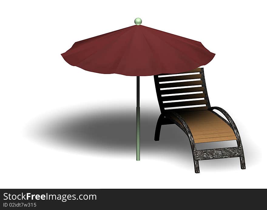 Beach Parasol and Deckchair