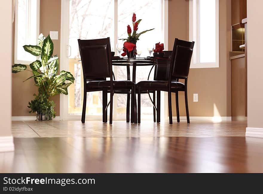 A photo of an interior of a kitchen. A photo of an interior of a kitchen