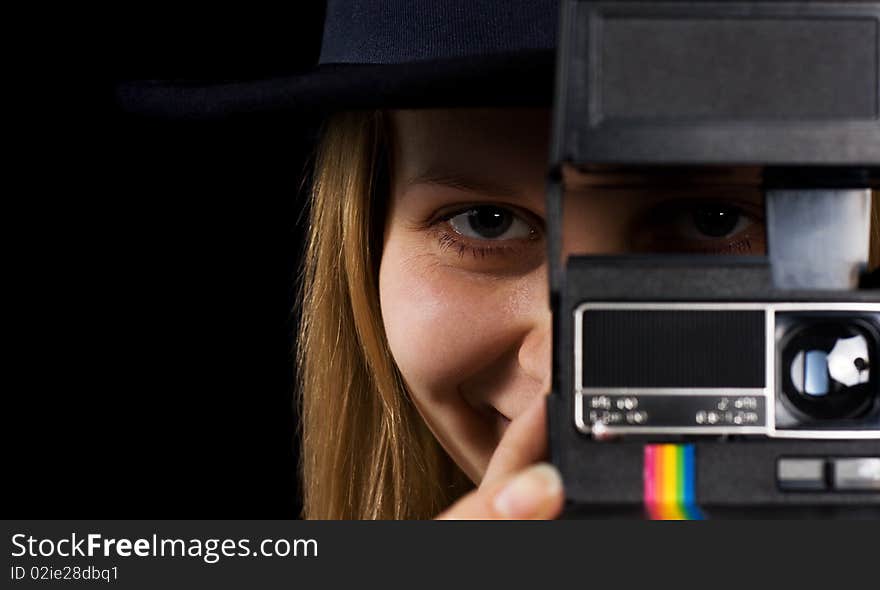 Attractive Woman Photographer Taking Picture