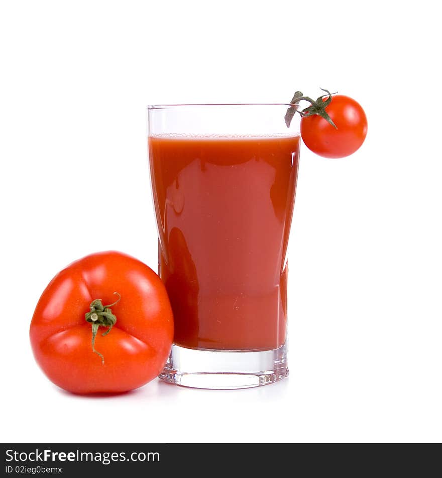 Tomato juice isolated on a white background