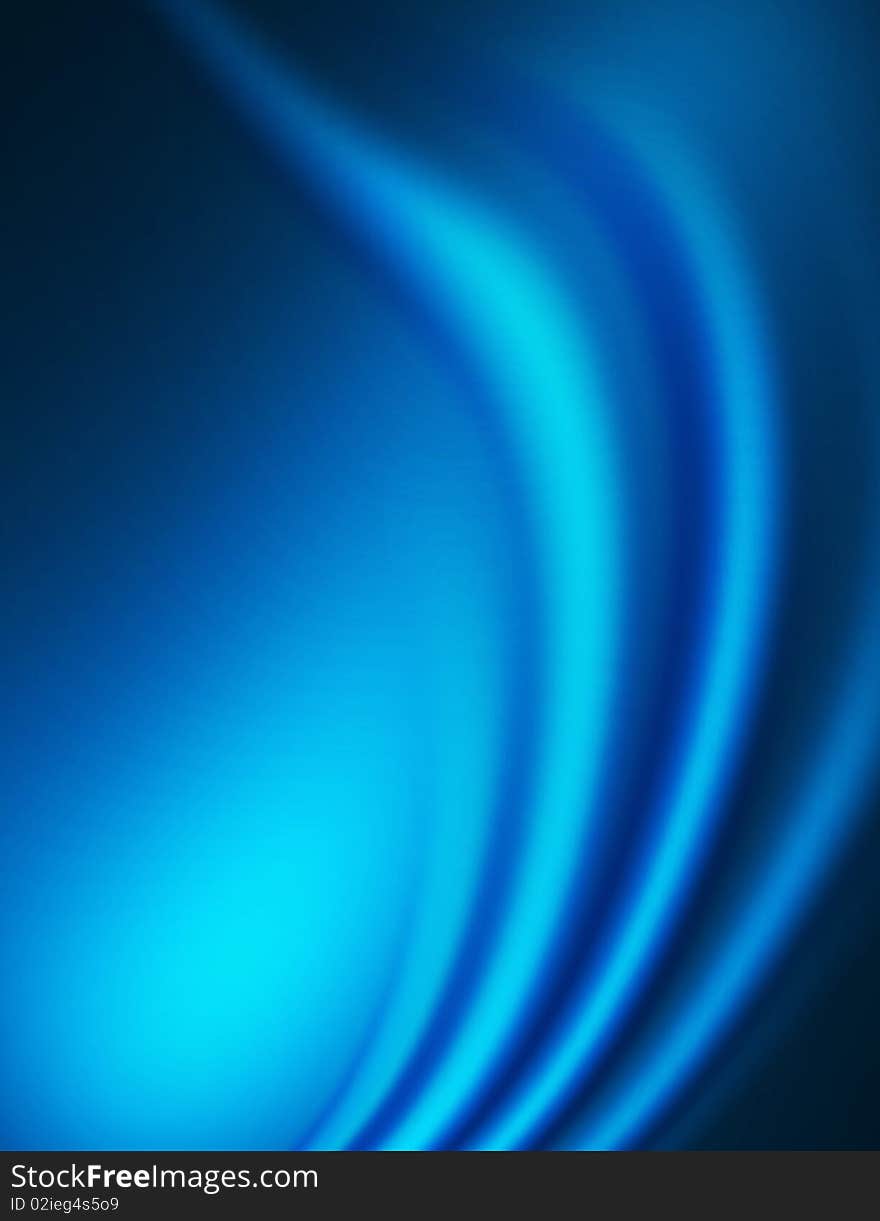 Blue abstract composition of curved soft waves