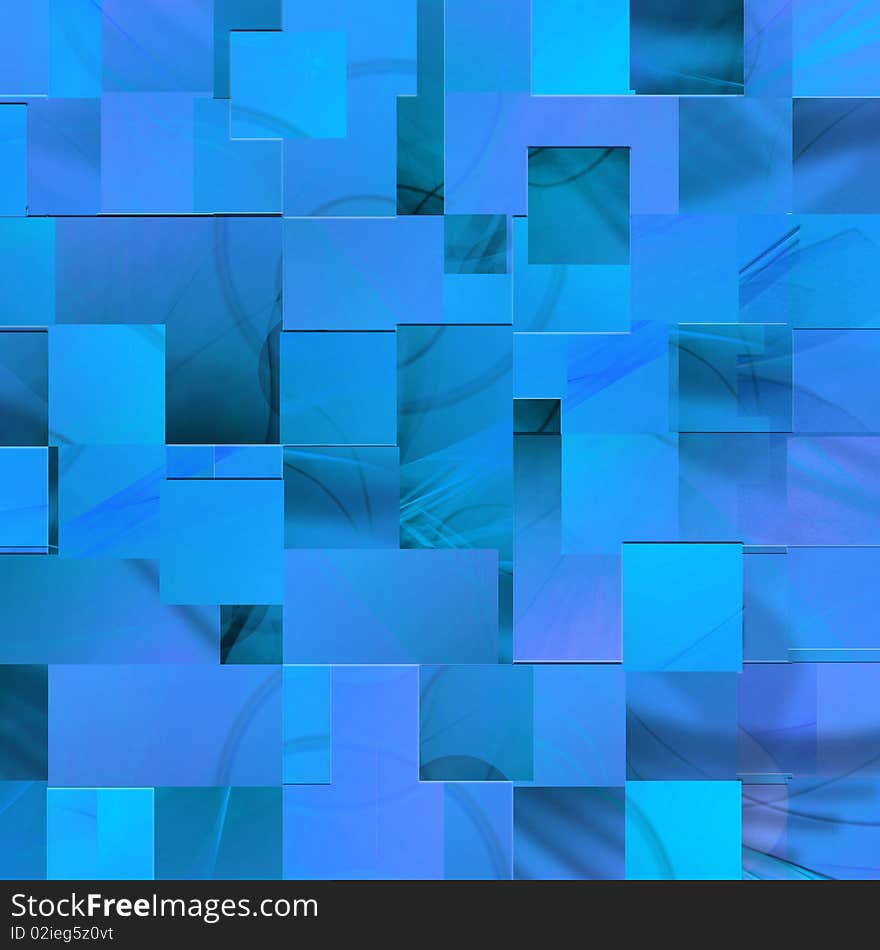 Abstract blue background of the rectangles and lines