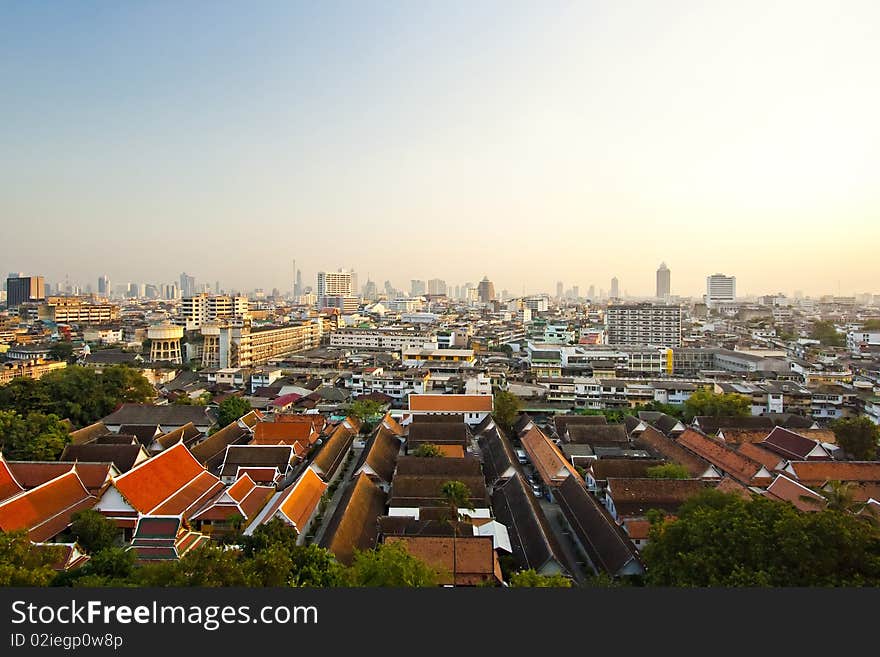 High angle view of Bangkok.