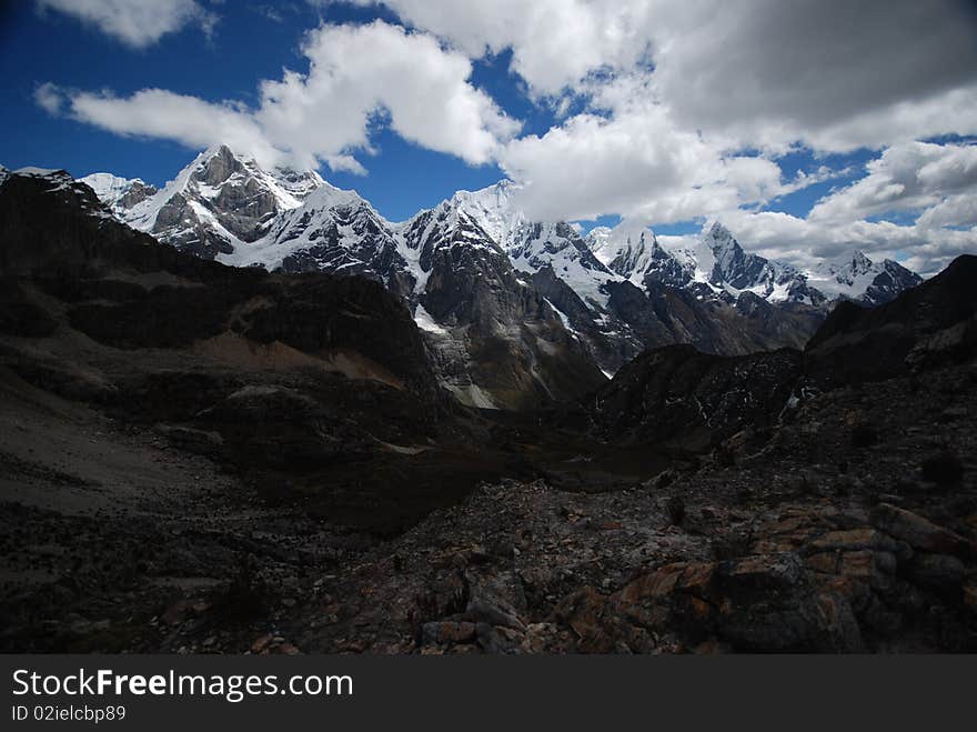 Snow peaks and mountains in Peru