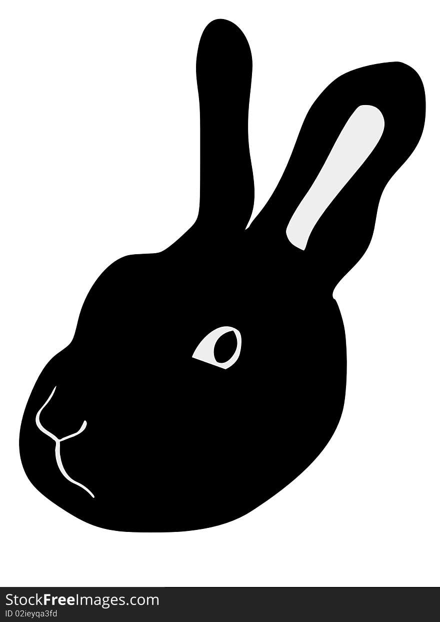 Vector silhouette of head of rabbit