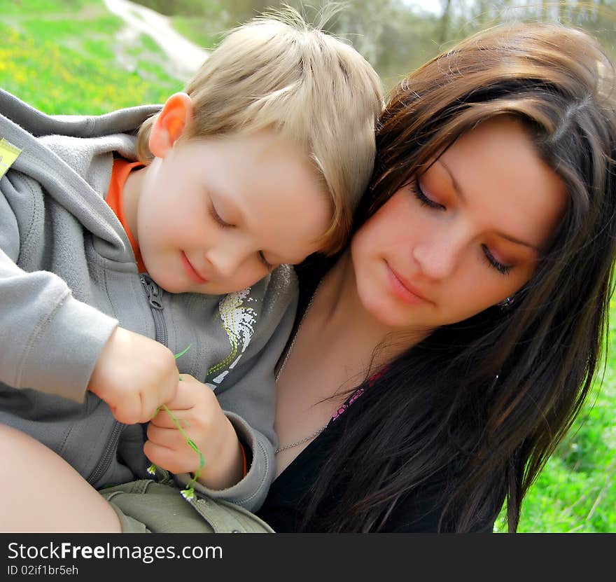 Mum and the son on a walk