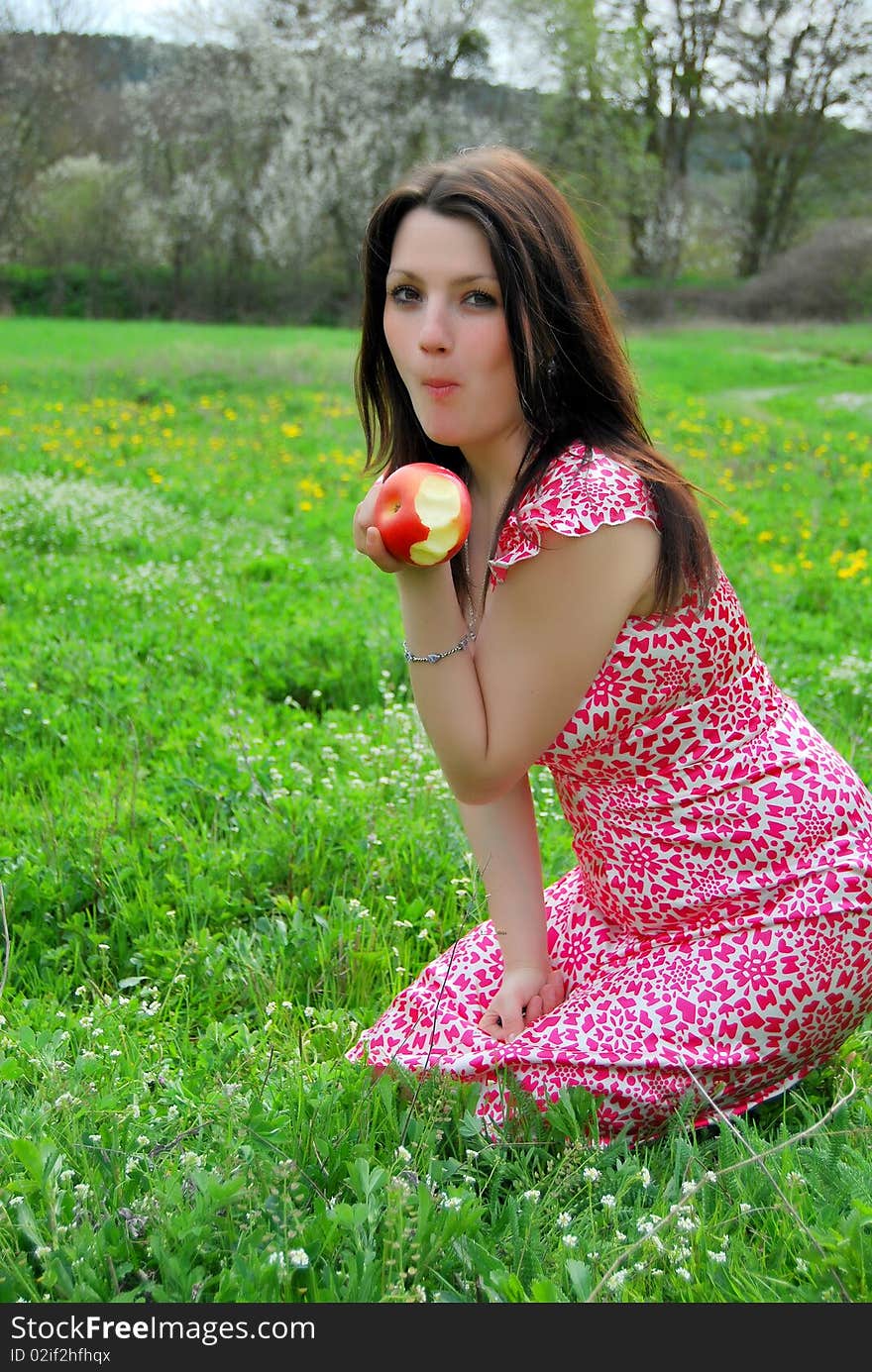 The beautiful girl in a garden