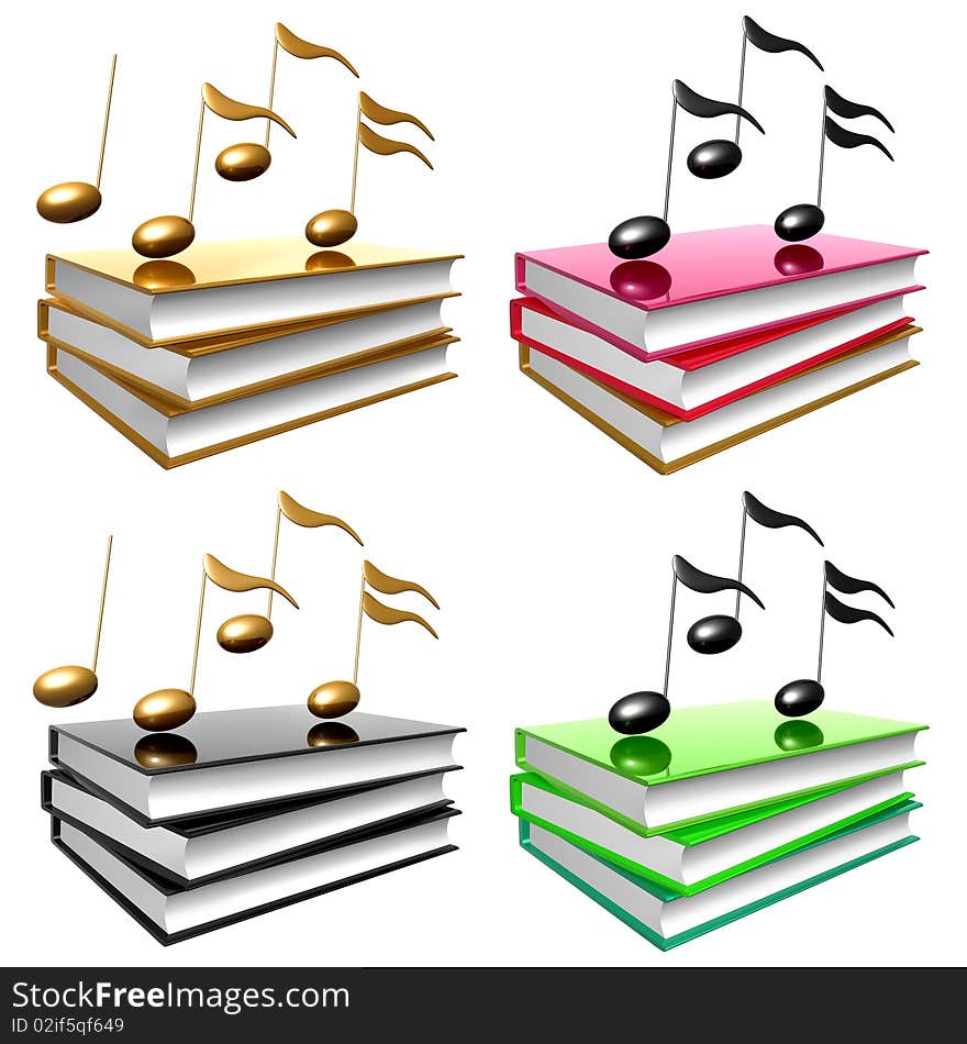 Learn music and song by books icon 3d illustration. Learn music and song by books icon 3d illustration