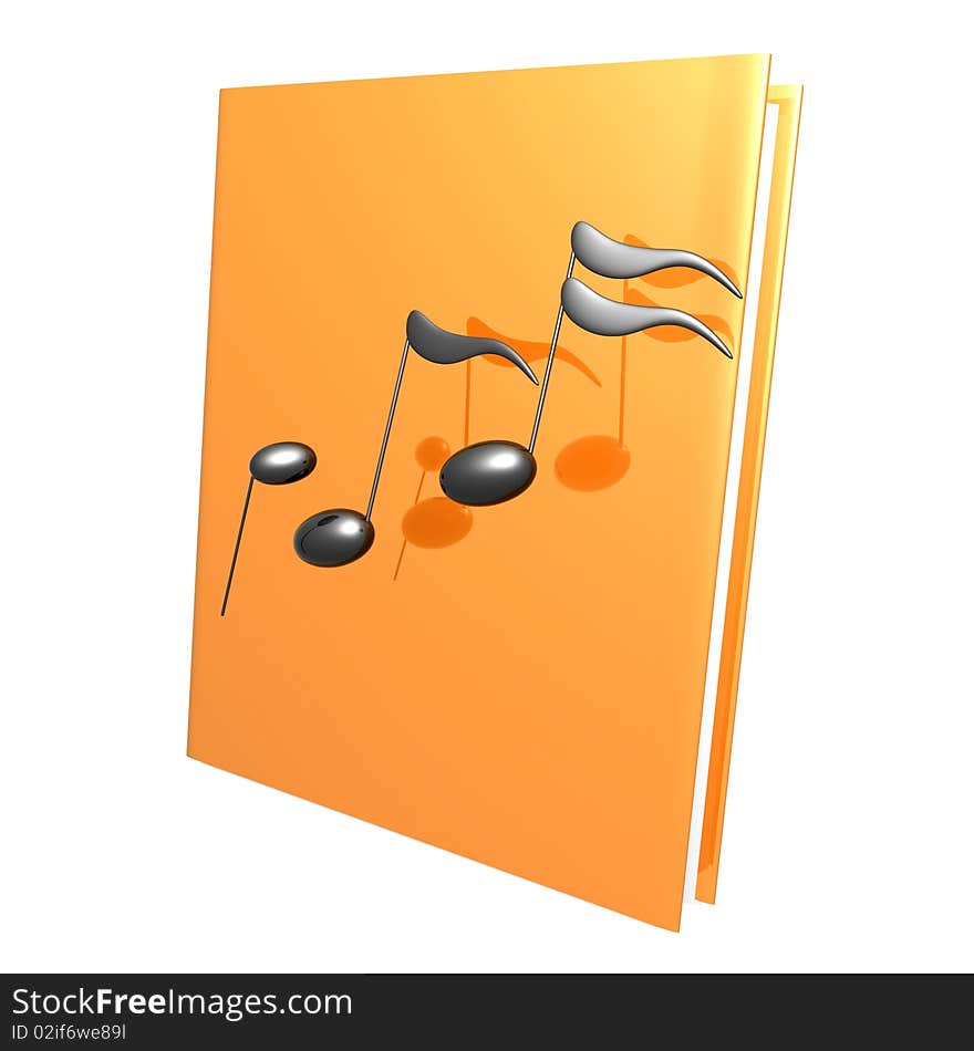 Music notes and golden book reference icon