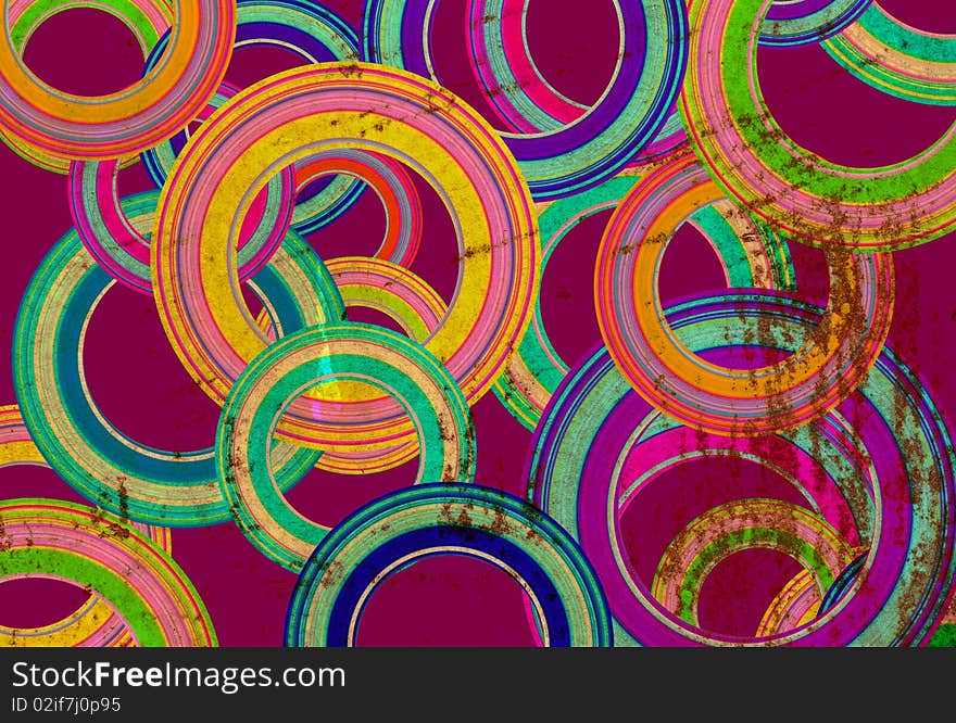 Abstract background of striped retro circles