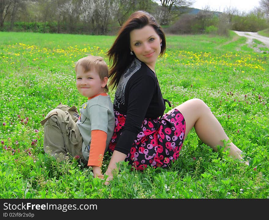 Mum and the son on a walk