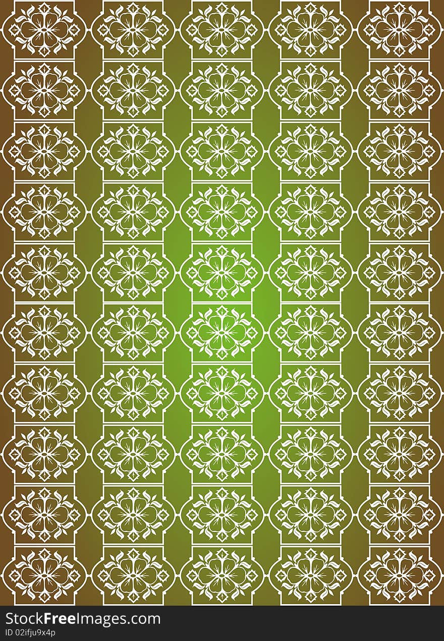 White Seamless Flower Pattern In Green Background