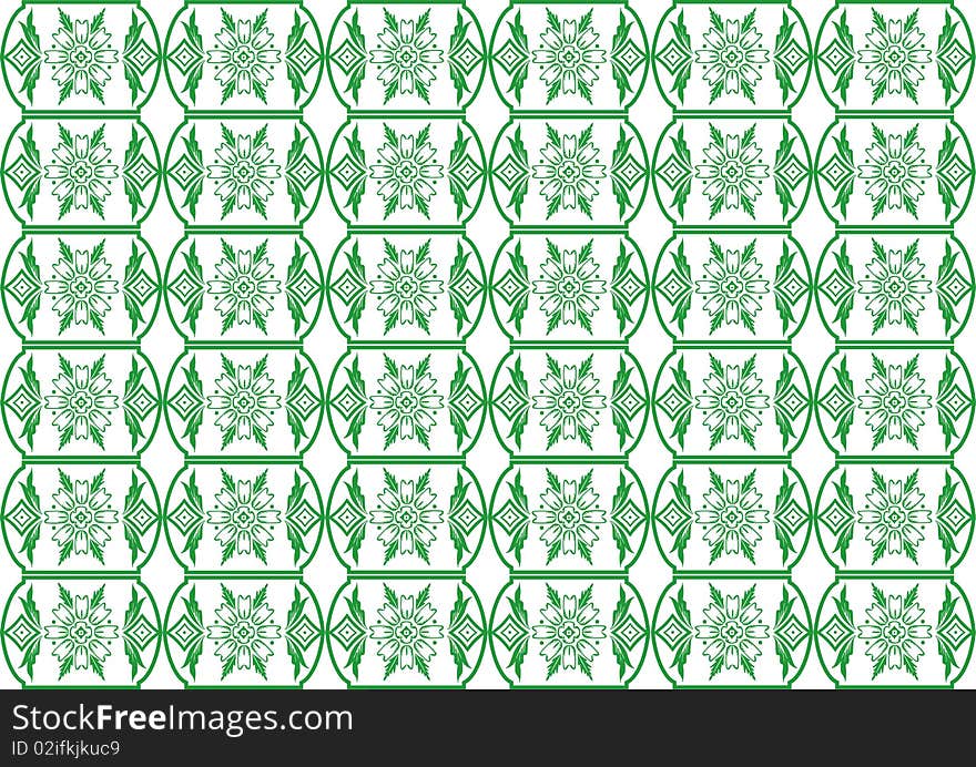 Retro green seamless flower pattern