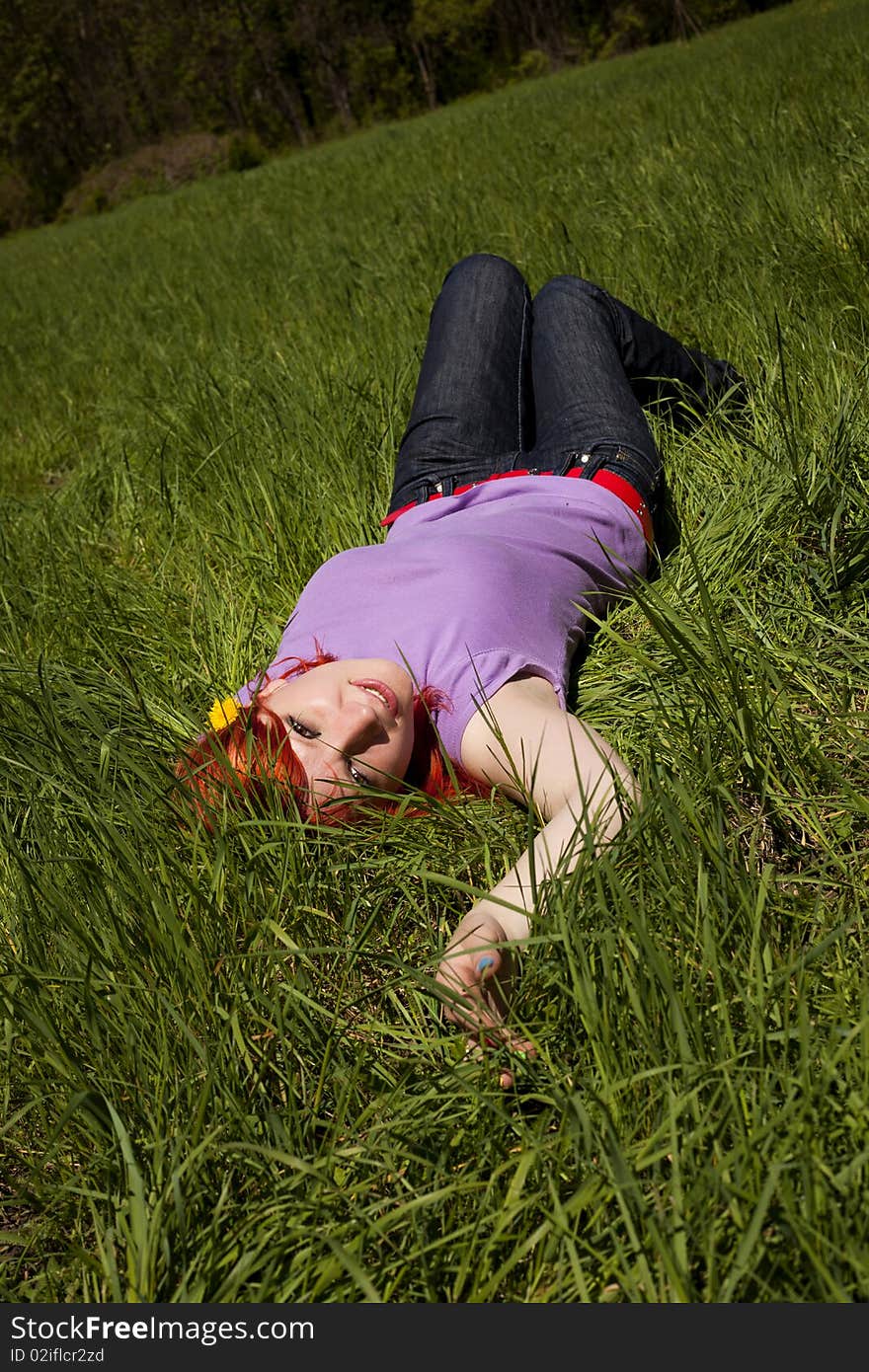 Young woman in the middle of nature