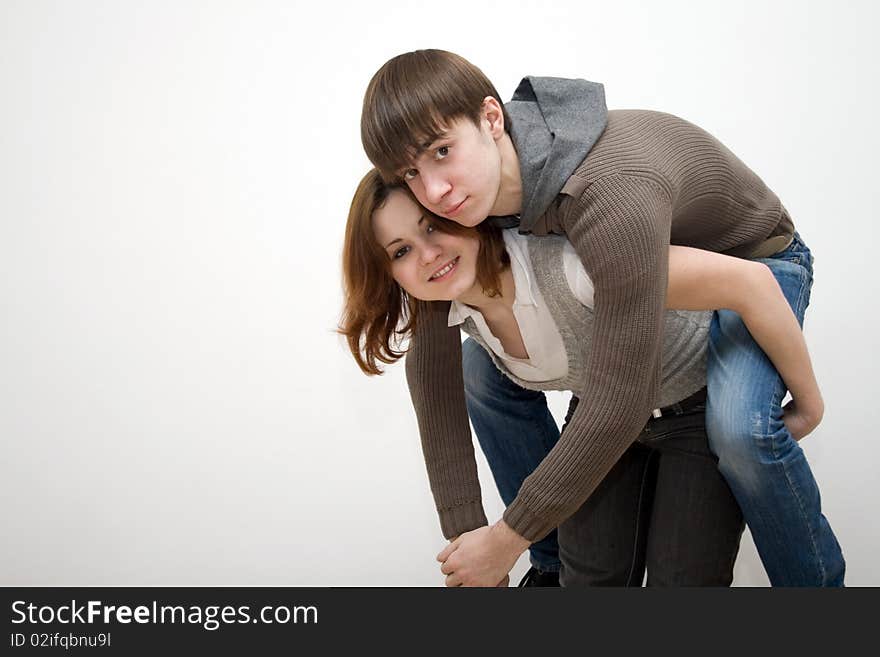 Girl giving a pig back to her boyfriend