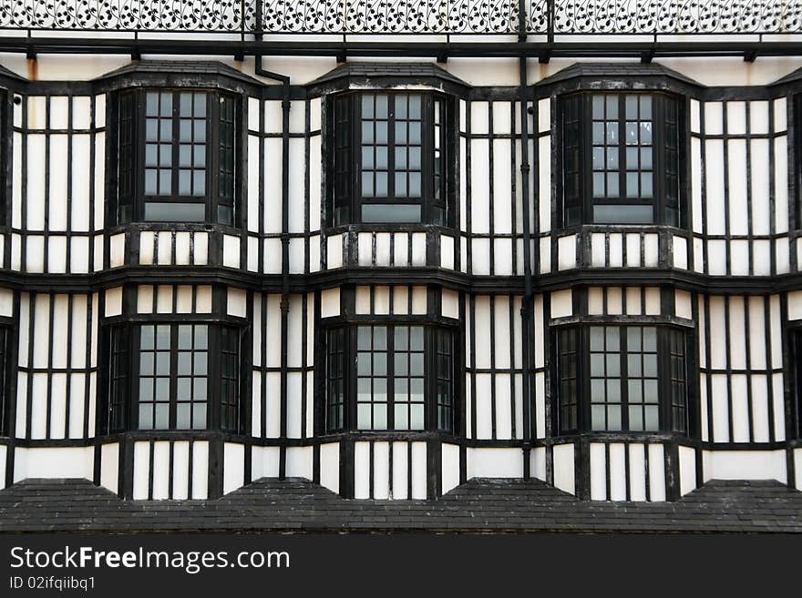 Windows of a british style building