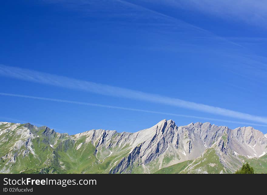 Mountain landscape on alps with beautiful panorama