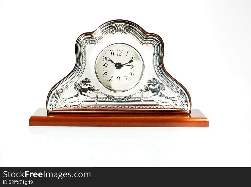 Elegant Table Clock Over White Background