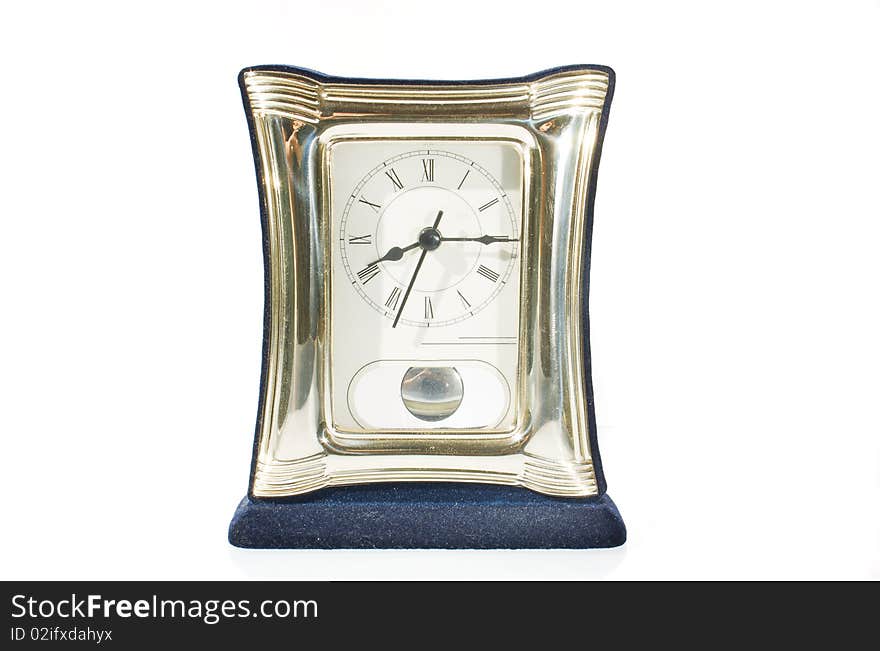 Elegant Table Clock Over White Background