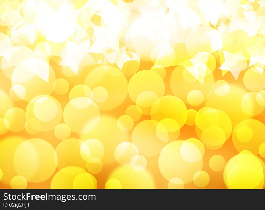 Abstract golden background of the bright lights and star