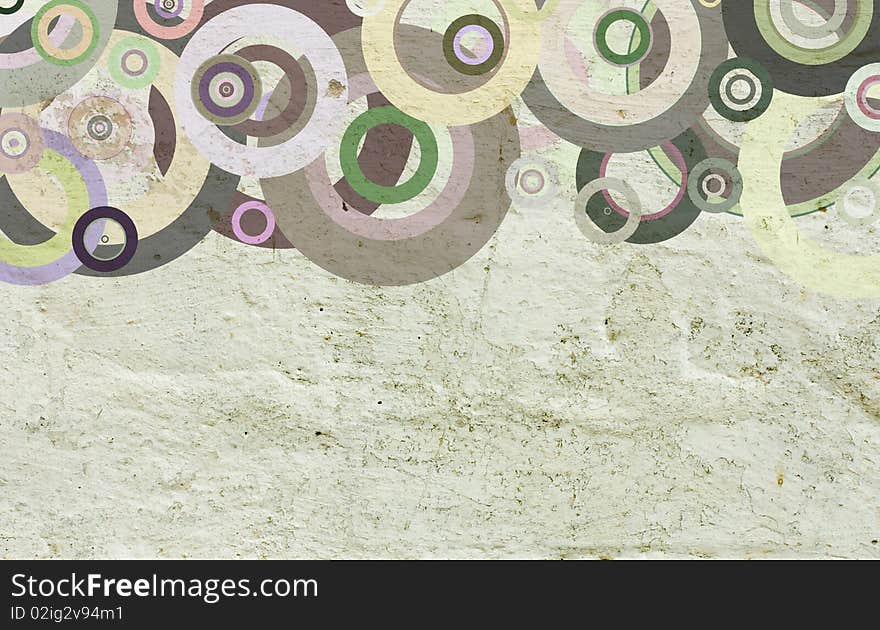 Grunge circles on the wall, abstract background