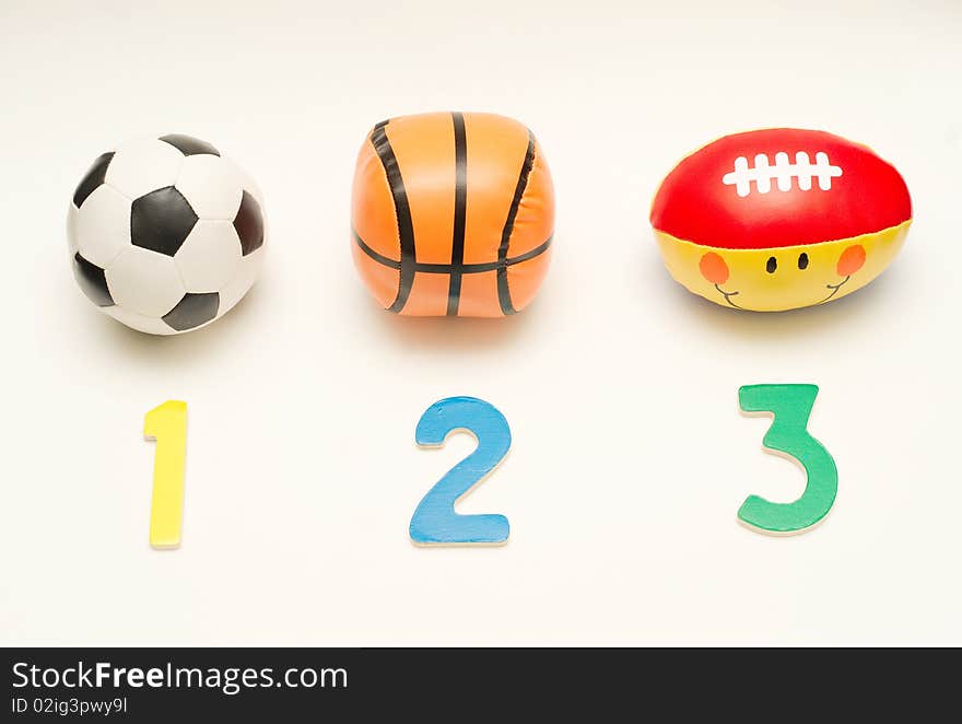 3 kinds of ball for famous nowadays games with numbering 1,2 and 3. 3 kinds of ball for famous nowadays games with numbering 1,2 and 3