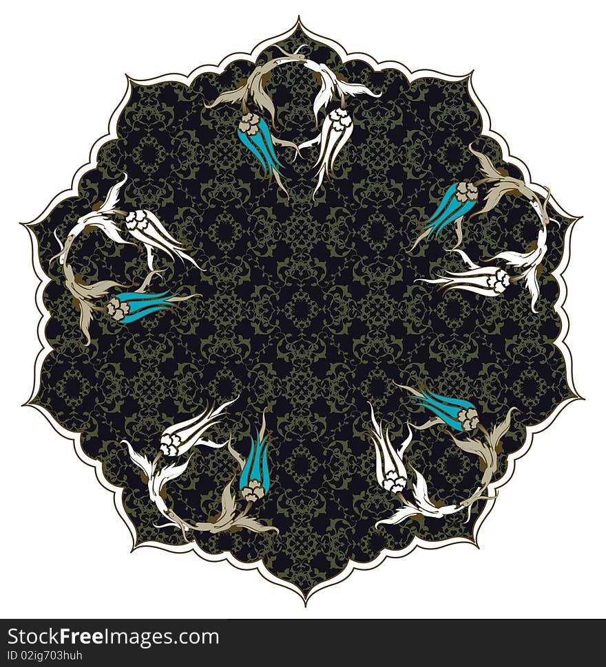 Traditional Ottoman Turkish Tile Illustration