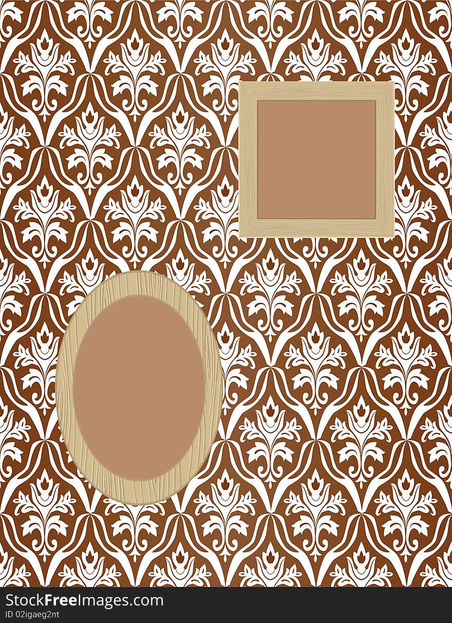 Framework for photos on wallpaper. Vector illustration