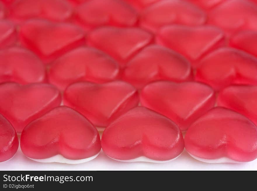 Red and white love heart sweets background