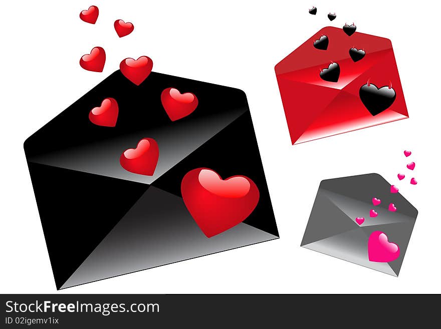 Envelops With Hearts. Vector