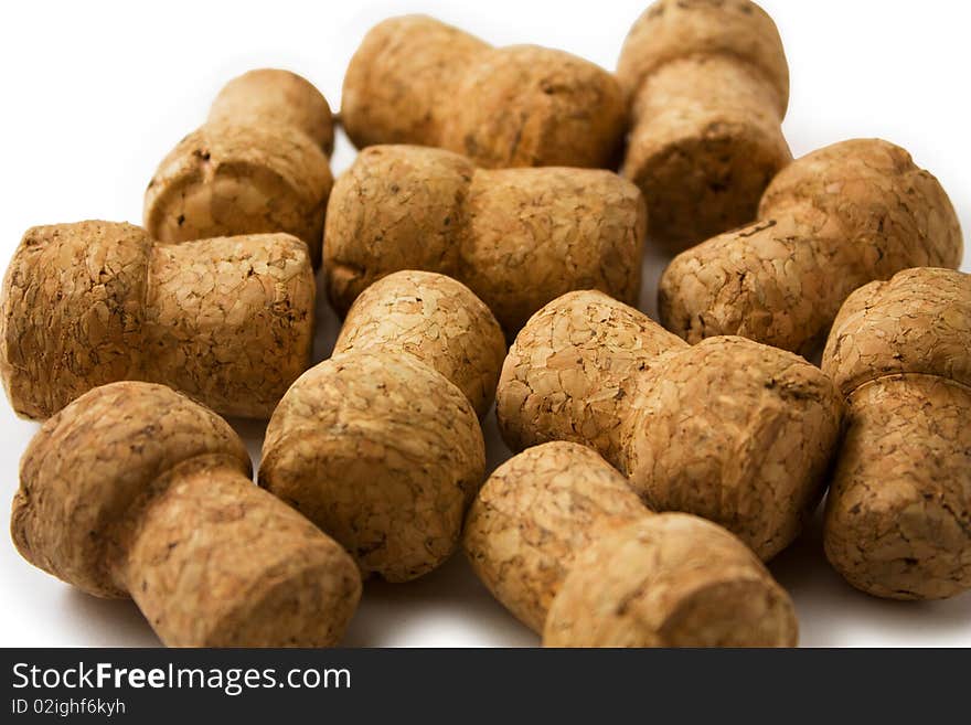 Wine corks isolated on white background