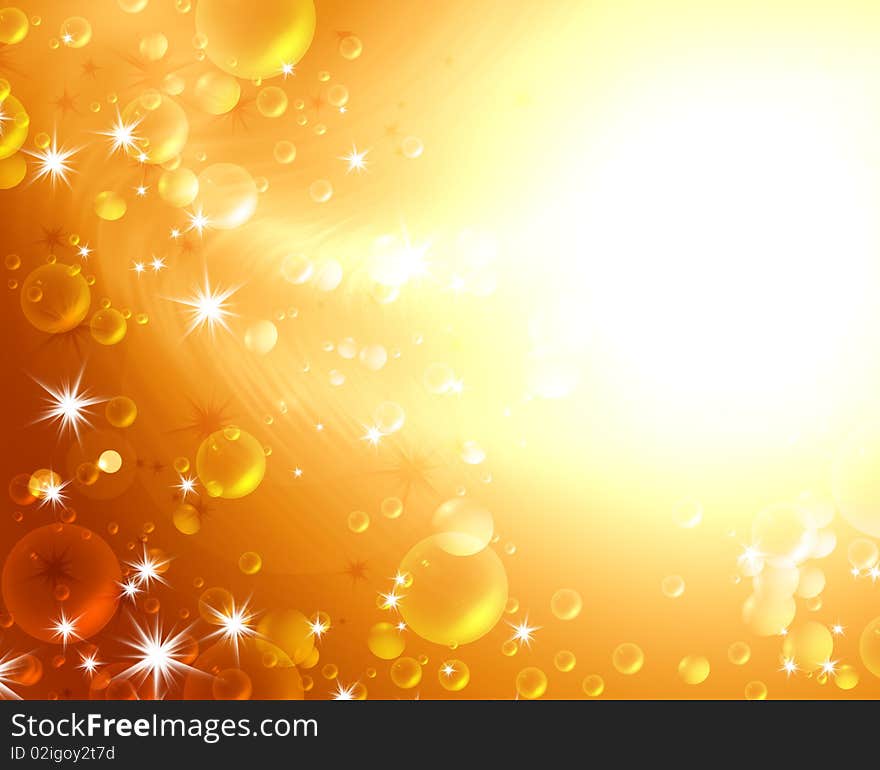 Festive air bubbles, abstract golden background