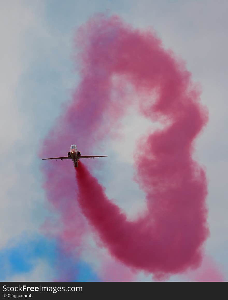 Seven Red Arrows flying in formation. Seven Red Arrows flying in formation