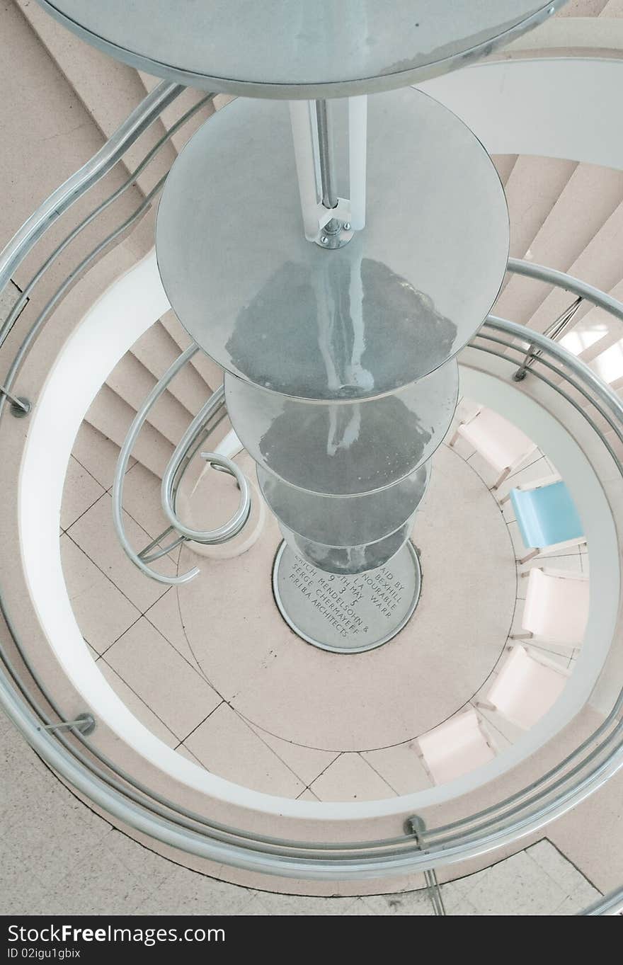 Blue chair in and a staircase