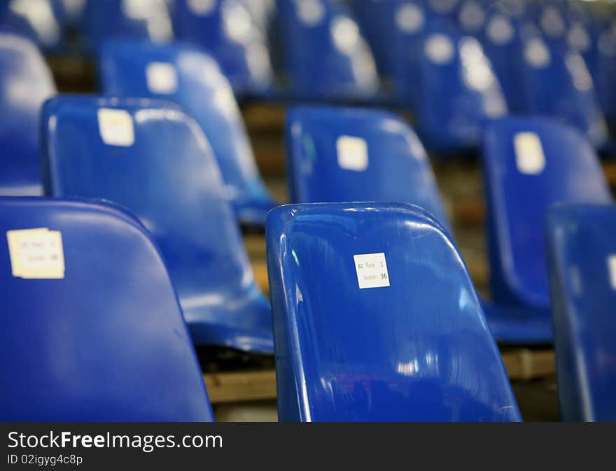 Free blue seats at stadium