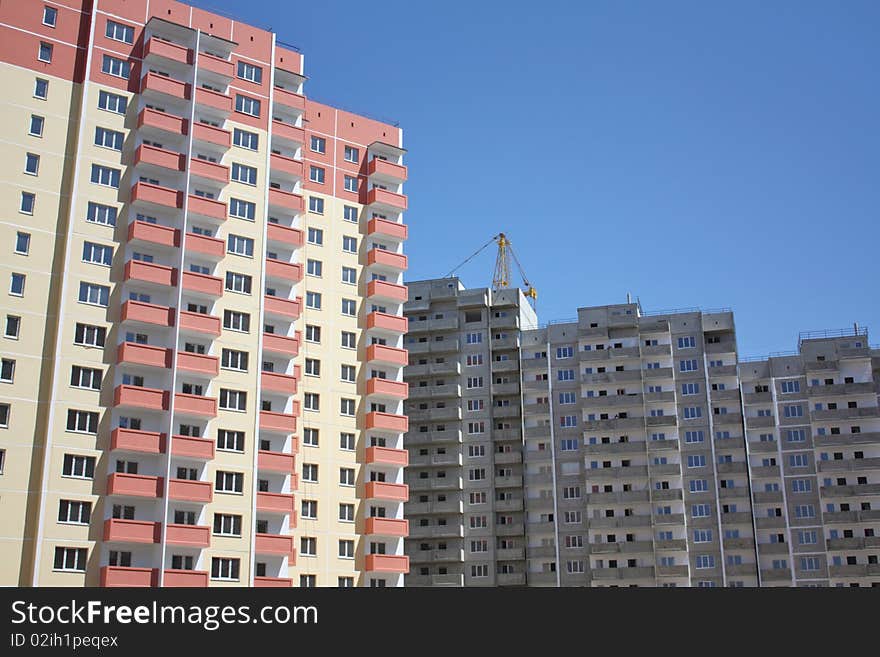 New residential high-rise complex on the sky. New residential high-rise complex on the sky