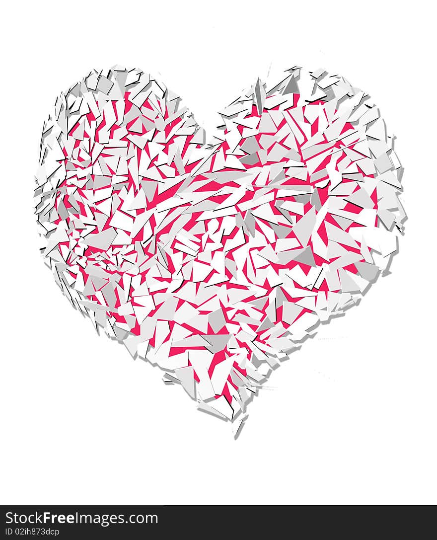 Heart from paper slices on a white background