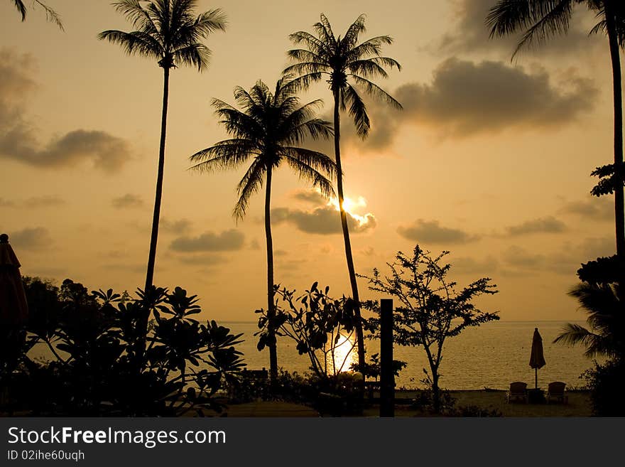 Sunset over the beach, Koh Chang, Thailand.