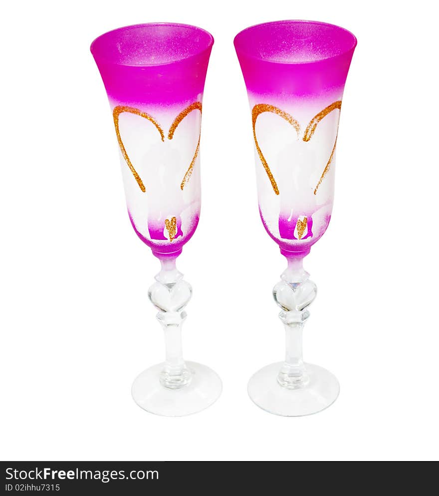 Wedding glasses on a white background