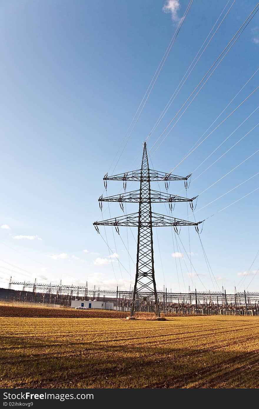 Electricity tower for energy in beautiful landscape