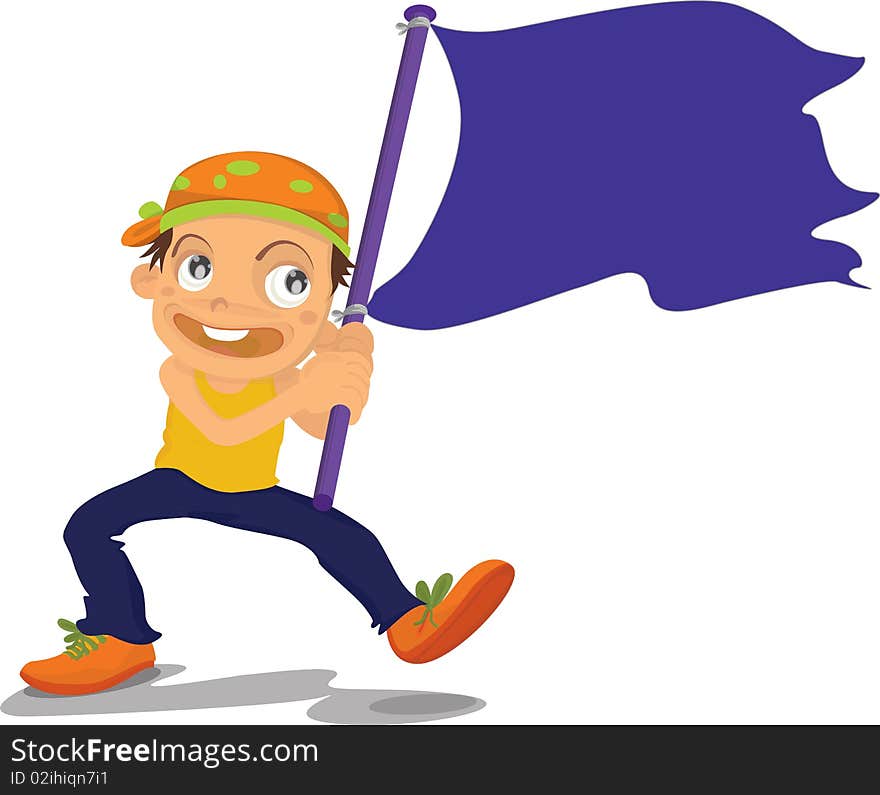 Boy holding flag