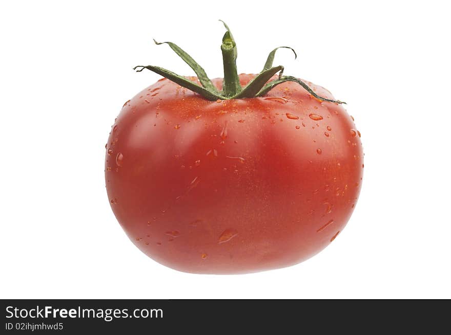 Tomato with drops isolated on white (with Cliiping path). Tomato with drops isolated on white (with Cliiping path)