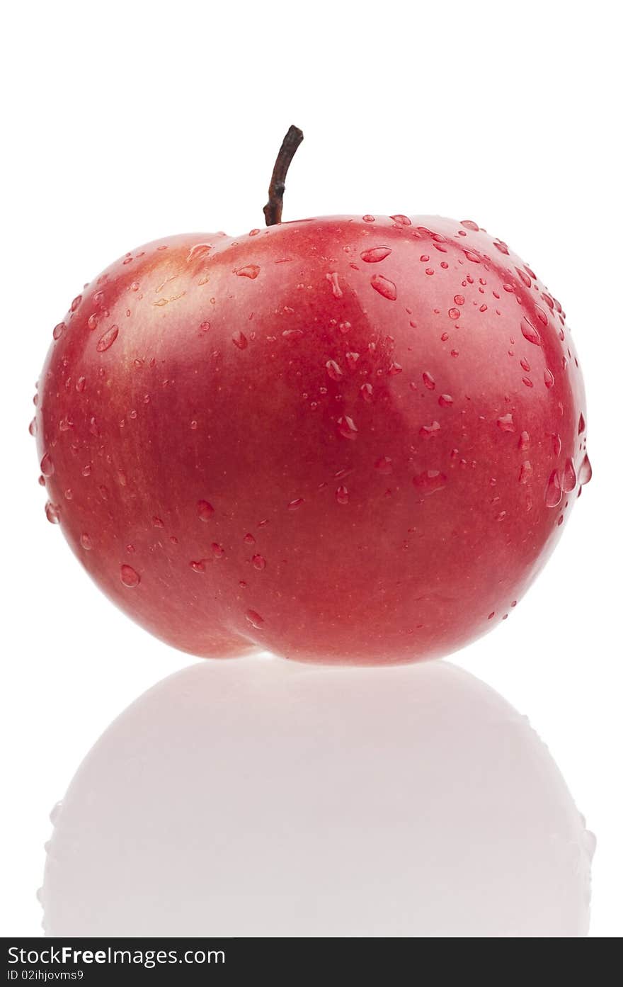 Red Juicy Apple With Drops