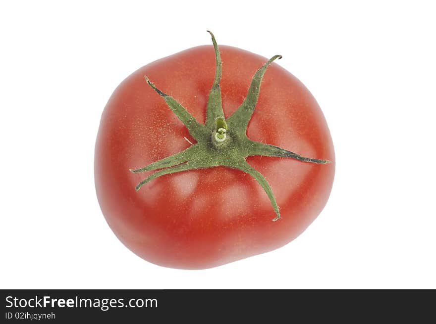 Single tomato isolated on white (clipping path included)